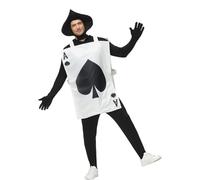 Queen & Poker Guard Role-Playing Outfit Ace of Spades and Ace of Hearts Playing Cards Cosplay Costume Family Game Party Fancy Dress/Funny Halloween Costume Gifts (Ace of Spades（Adult）)