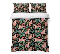 Queen Quilt Bedding Set, Cartoon Tiger Tropical Leaves 3 Piece Bedding Set Lightweight Breathable Quilt with 2 Pillow Shams, Green Monstera Leaf Soft Microfiber Summer Comforter for Hot Sleepers