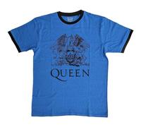 Queen Ringer T Shirt Classic Crest Band Logo Official Unisex Blue L
