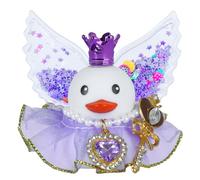 Queen Rubber Duck Car Ornaments Squeaky Purple Duck with Heart-Shaped Crystal Necklace,Star Wings,Magic Wand Ducky Car Dashboard Decorations Party Favors Ducky with Mini Crown Dress