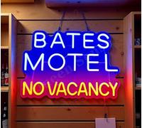 Queen Sense 16" Bates Motel No Vacancy LED Neon Sign for Wall Decor USB Powered Dimmable LED Neon Signs Man Cave Bar Pub Beer Art Gift 14.6" x 12.6" Handmade LED Neon Tubing Signs PVC 14"x17"