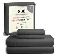 Queen Sheet Set For Queen Size Bed, Egyptian Cotton Sheets Queen Size With Bedding Sheets & Pillowcases. 800 TC Queen Bedding Hotel Sheets With Deep Pocket Queen Sheets (Fits Upto 18") - Charcoal