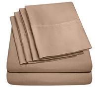 Queen Sheets Taupe - 6 Piece 1500 Supreme Collection Fine Brushed Microfiber Deep Pocket Queen Sheet Set Bedding - 2 Extra Pillow Cases, Great Value, Queen, Taupe