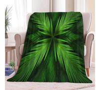 Queen Sherpa Fleece Blanket Plants Palm Leaves Kaleidoscope Green, Non-Shedding, All-season blanket, Cozy Throw for Couch Sofa or Bed - Ideal for Adults Kids Room Décor Gift