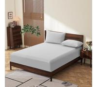 Queen Size 100% Egyptian Cotton Fitted Sheets 600 Thread Count 16" Deep Pocket, Shrinkage & Fade Resistant-Easy Care (1 Pack Queen Fitted Sheet, Gray)