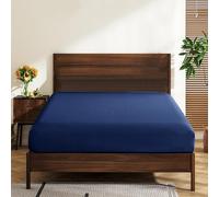 Queen Size 100% Egyptian Cotton Fitted Sheets 600 Thread Count 16" Deep Pocket, Ultra-Soft Hotel Luxury, Durable, Breathable and Comfy Bottom Sheet (1 Pack Queen Fitted Sheet, Navy Blue)