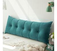 Queen Size Back Support Pillow - Anti-Slip Reading Cushion for Bed & Couch Dark Green 100x55 cm - Soft Comfort for Relaxation & Sleep Ideal for Back Pain Relief.