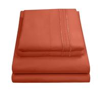 Queen Size Bed Sheets - Breathable Luxury Sheets with Full Elastic & Secure Corner Straps Built In - 1800 Supreme Collection Extra Soft Deep Pocket Bedding Set, Sheet Set, Queen, Rust