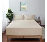 Queen Size Fitted Sheet Only Beige, 100% Egyptian Cotton 600 Thread Count, 16" Deep Pocket Premium Cotton Mattress Sheet (1 Bottom Sheet Only)