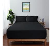 Queen Size Fitted Sheet Only Black, 100% Egyptian Cotton 600 Thread Count, 16" Deep Pocket Premium Cotton Mattress Sheet (1 Bottom Sheet Only)