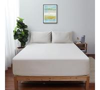 Queen Size Fitted Sheet Only Light Beige, 100% Egyptian Cotton 600 Thread Count, 16" Deep Pocket Premium Cotton Mattress Sheet (1 Bottom Sheet Only)