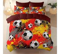 Queen Size Microfiber Duvet Cover Double with 2 Pillowcases Graffiti Sports Football soft Hypoallergenic Duvet Cover - With Zipper Closure Comfy Breathable Brown Bedding Sets