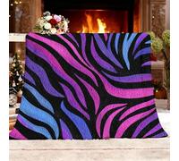 Queen Size Soft Fleece Throw Blanket for teen/couch 150x200 cm Leopard And Zebra Print Patterns Sherpa Fleece Fluffy Throw Blanket for Couch, Purple Fuzzy Cozy Lightweight for All Season