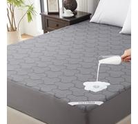 Queen Size Waterproof Mattress Protector, Bamboo Grey Mattress Pad Cover 3D Air Fabric, Breathable Noiseless Bed Cooling Mattress Pad Fitted with Deep Pocket 8"- 21" Machine Washable