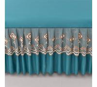 Queen size wrap around bed skirt,light quantity stretch 4 sided bed skirt,lace trim pay,adjustment possible elastic frill wrap around bed cover (Red, Twin/39 * 75") (Green King/78 * 80")
