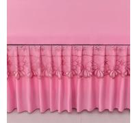 Queen size wrap around bed skirt,light quantity stretch 4 sided bed skirt,lace trim pay,adjustment possible elastic frill wrap around bed cover (Red, Twin/39 * 75") (Pink King/78 * 80")