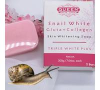 QUEEN SNAIL SECRET | Whip Soap Glutathione Collagen Skin Brightening Soap-Glowing, Radiance Skin, Dark Spots, Rejuvenate, Uneven Skin Tone|NO SLS NO Paraben Cruelty-Free (2 Bars) (Pack of 1)