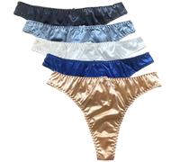 Queen Star Pack of 5 Women's Satin Thongs Knickers (Color 1