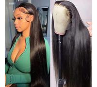 Queen Story 13x4 Hd Front Wig Lace Front Human Hair Pre Frayed with Baby Hair 180% Density 9A Brazilian Human Hair Straight for Women with Natural Hairline (22