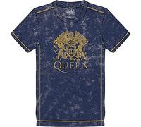 Queen T Shirt Classic Crest Band Logo Official Mens Navy Blue Snow Wash XXL