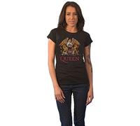 Queen T Shirt Classic Crest Band Logo Official Womens Skinny Fit Black XS