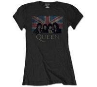 Queen - T-Shirt # S Ladies Black # Union Jack Vintage