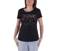 Queen T Shirt Union Jack Vintage Band Logo Official Womens Skinny Fit Black S