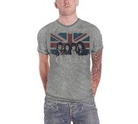 Queen T Shirt Vintage Union Jack Band Shot Logo Official Mens Grey Burnout M