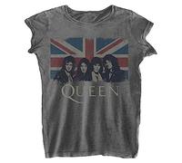 (XXL, Charcoal) Queen Vintage Union Jack Burnout T Shirt