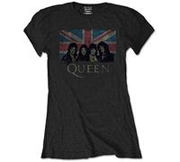 Band Monkey Queen Ladies T-Shirt Union Jack Vintage (Retail Pack)