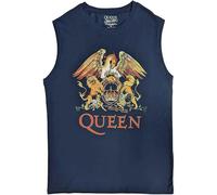 Queen Tank Top Muscle T Shirt Classic Crest Band Logo Official Unisex Navy