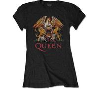 (Medium) Women's Queen Classic Crest Black Fitted T-Shirt