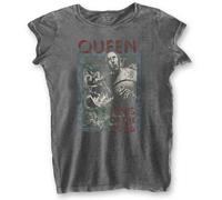 Queen T Shirt News of the World new Official Womens Skinny Fit Charcoal Burnout