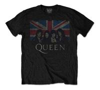 Queen Vintage Union Jack Mens Black T-Shirt