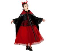 Queen Vampire Dress - Kids Gothic Costume Halloween Costume | Fancy Dress Up Outfit for Role Play Dark Carnival Look for Costume Contests Vampire Themed Events, P