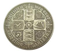 Queen Victoria Gothic Crown Florin Replica Coin, Silver Tone，1847 | Commemorative Replica, Antique Finish, Royal Coat of Arms, Collector's Coin, Detailed Engraving