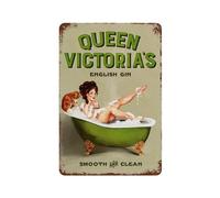 Queen Victoria'S English Gin Vintage Pinup Girl In The Bath Alcohol Ad Poster.Cool Wall Art For Alcohol & Retro Art Lovers!Home Bar Kitchen Coffee Man Cave Garage Wall Decor Art Tin Sign 8X12 Inch