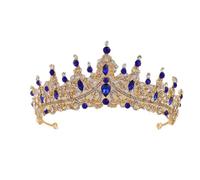 Queen Vintage Rhinestoness Crown Women Crowns Luxury Elegant Headwear Diadem Gold Blue