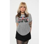 Queen Vintage Union Jack Burnout T-Shirt in Grey | Size: 2XL Queen Grey 2XL