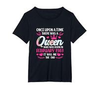 Queen was Born February 1983 40th Birthday 40 Year Old T-Shirt, Women's Plus, Black, 6X