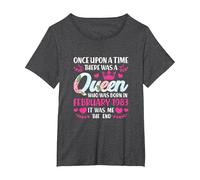 Queen was Born February 1983 40th Birthday 40 Year Old T-Shirt, Women's Plus, Dark Heather Grey, 2X