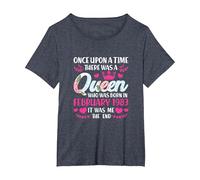 Queen was Born February 1983 40th Birthday 40 Year Old T-Shirt, Women's Plus, Heather Blue, 2X