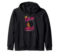 Queen Was Born In March Afro Woman Birthday Design Zip Hoodie