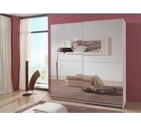 Queen White 2 Door Sliding Mirrored Wardrobe-180cm