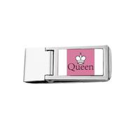 Queen White Word Chess Game Slim Money Clip Stainless Holder Pocket Wallet