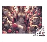 Queen Wolves Roses 1000 Piece Sturdy Cardboard Puzzle for Puzzle Enthusiasts Friends Gathering Classroom Activity Educational Enlightenment 52x38cm/1000pcs