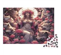 Queen Wolves Roses Jigsaw Puzzles 1000Pc Recycled Paper for Adults Adult Jigsaws Hard Difficult Challenging Family Game Fun Home Present Great Gift Idea 70x50cm/1000pcs