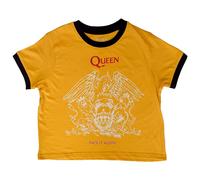Queen Women's Face It Alone Crest Crop Top in Yellow | Size: XL Queen Yellow XL