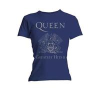 Queen Women's Greatest Hits II Skinny Fit T-Shirt in Navy | Size: Medium Queen Navy M