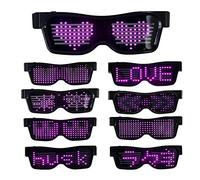 Queen.Y Magic Led Glasses Light Up Glasses BT Light Up Glasses Bluetooth APP Connected LED Display Smart Glasses USB Rechargeable DIY Funky Eyeglasses for Nightclub Party Stage DJ Halloween，4 Mode